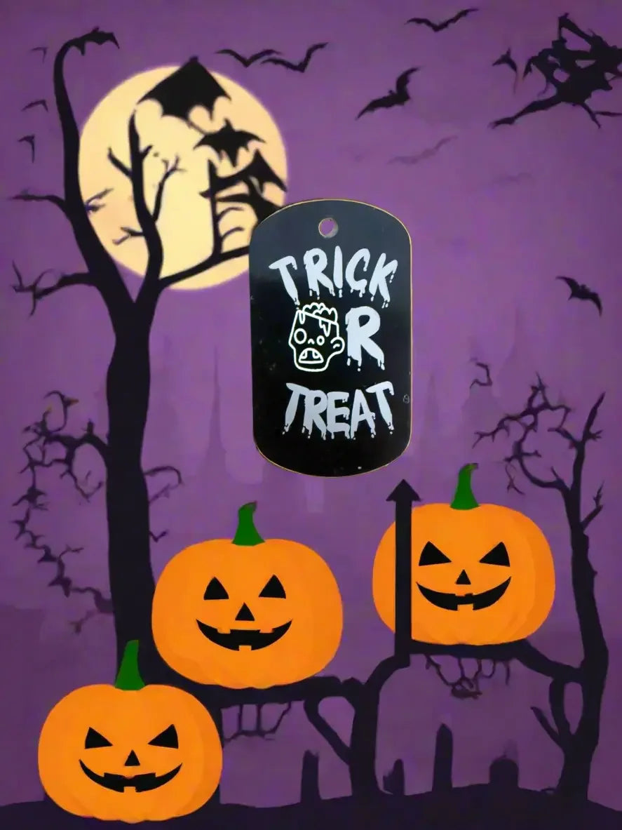 Trick or Treat Halloween Acrylic Ornament Engraved Design personalised gift custom laser engraving