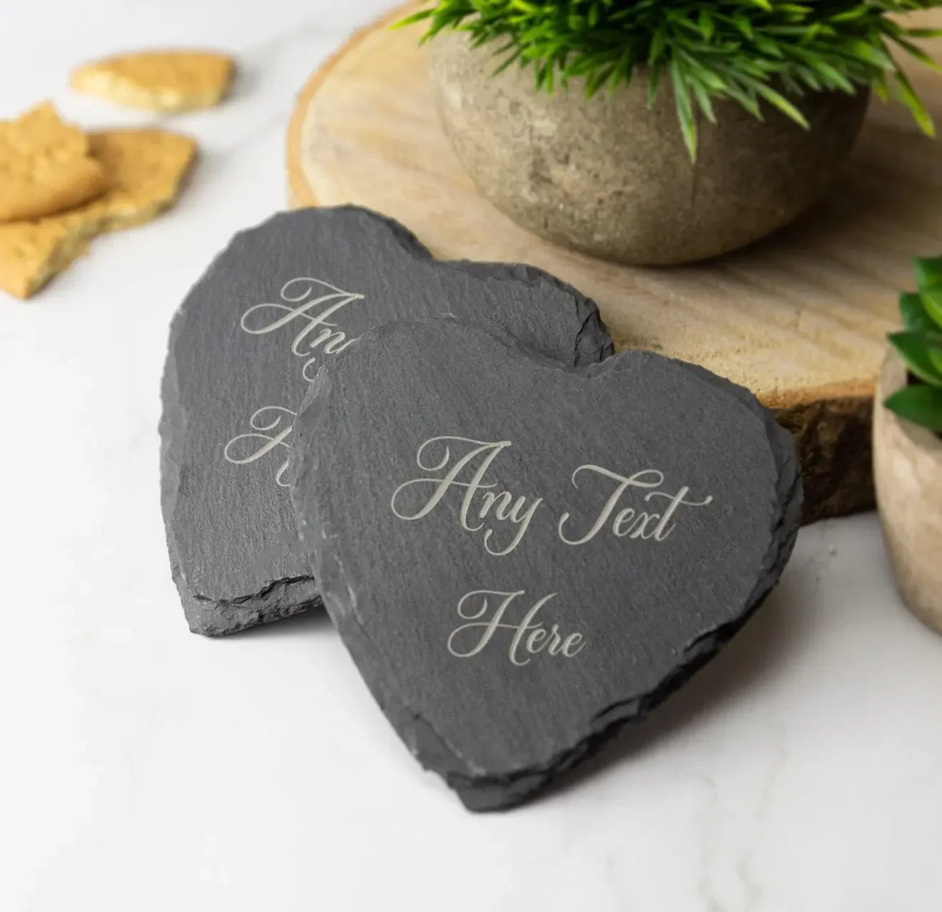 Personalised Heart Slate Coasters (Set of 2) Personalised Gift personalised gift custom laser engraving
