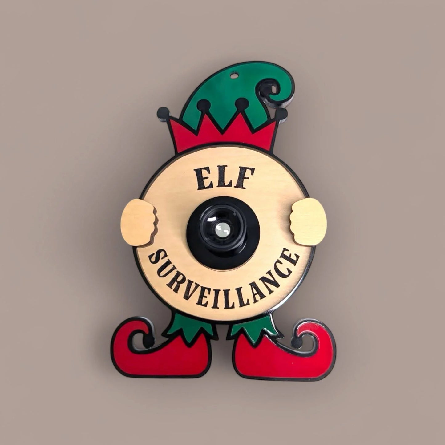 Christmas Elf Surveillance Door Sign Personalised Gift personalised gift custom laser engraving