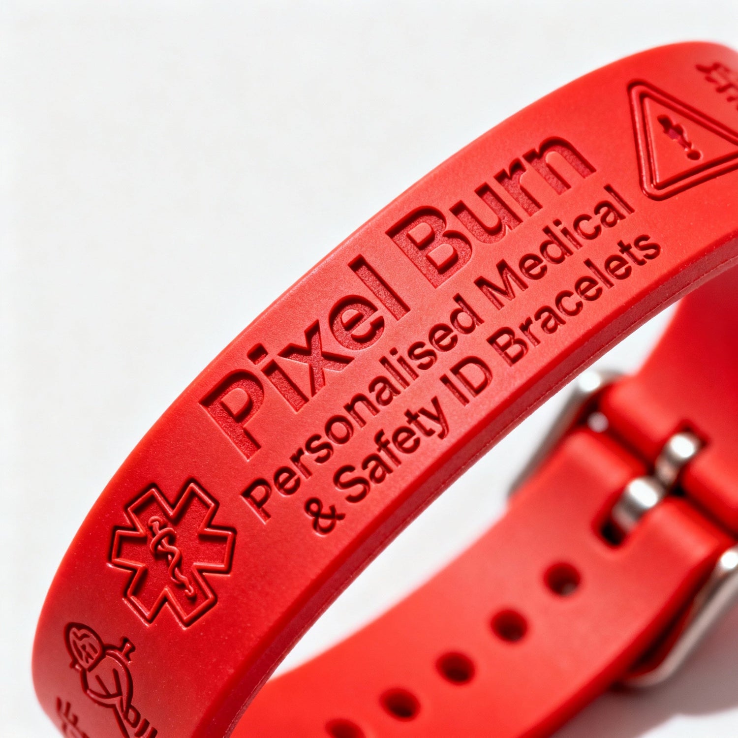 Four medical alert bracelets for autism, allergy, and diabetes on a white background