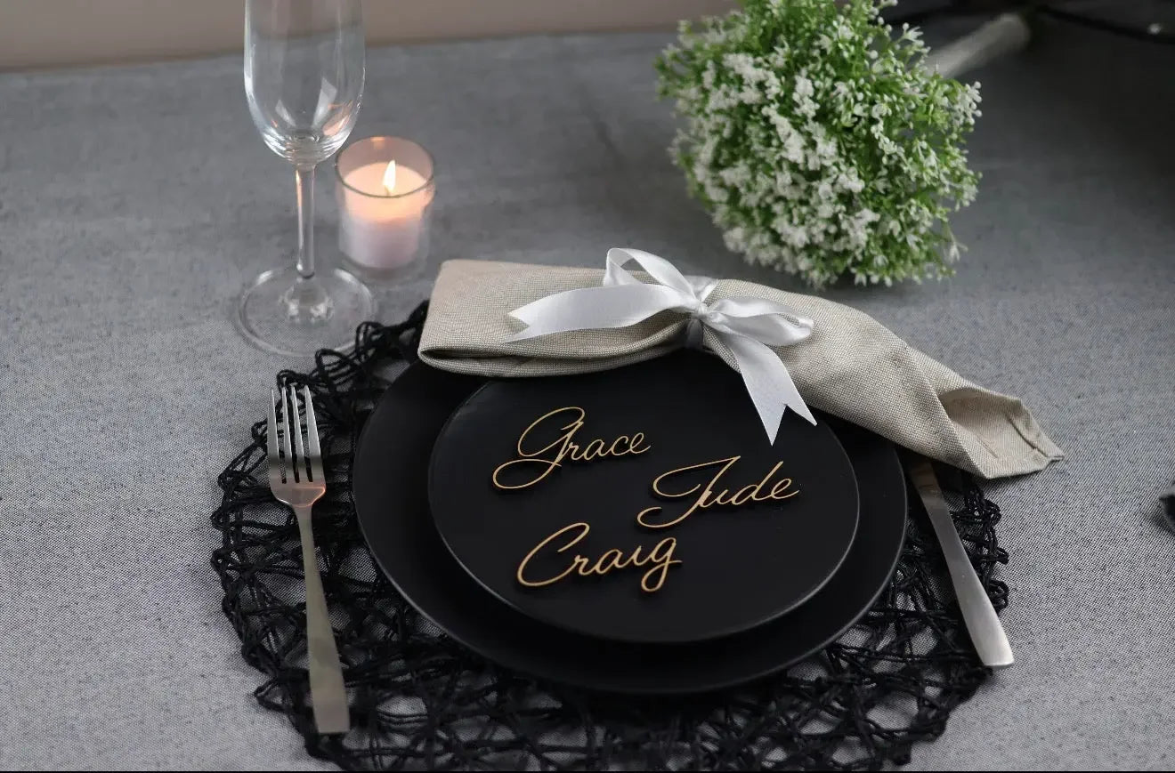 Personalised Acrylic Name Place Cards – Custom Wedding or Event Décor personalised gift custom laser engraving