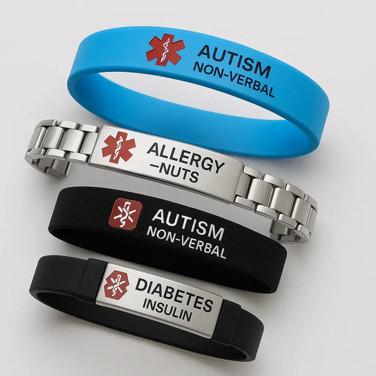 Non-Removable Medical Alert Bracelet Sensory-Safe ID for Children & Ad personalised gift custom laser engraving