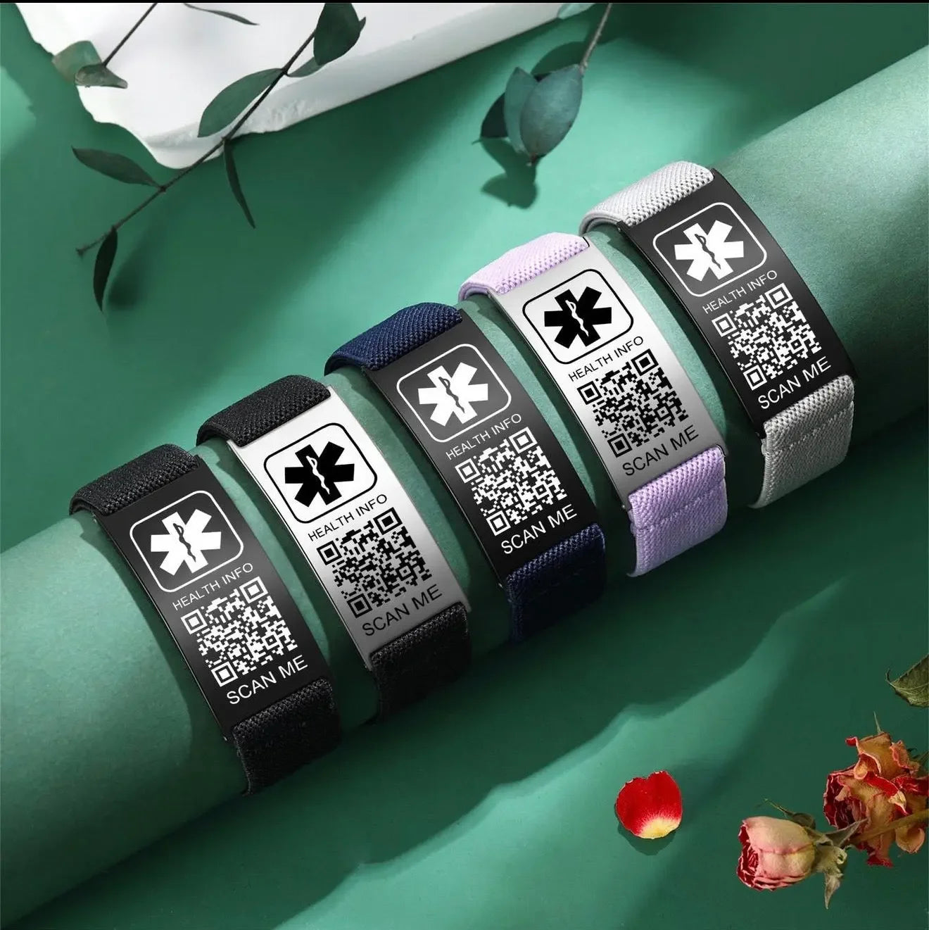 Smart QR Code Medical Alert Bracelet Digital Health ID personalised gift custom laser engraving