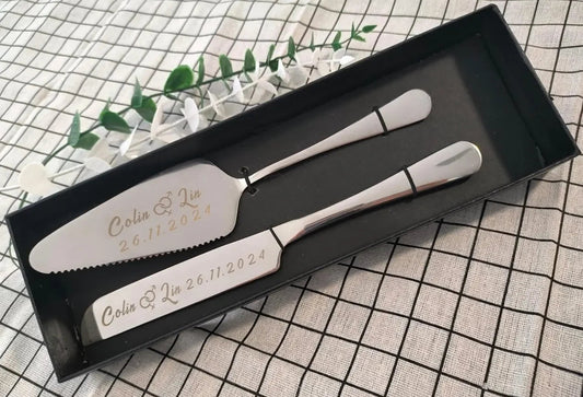 Personalised Wedding Cake Knife & Server Set Personalised Gift personalised gift custom laser engraving