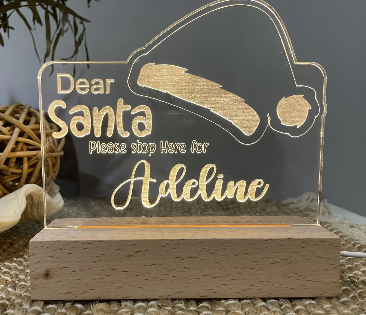 Personalised Dear Santa Night Light Personalised Gift personalised gift custom laser engraving