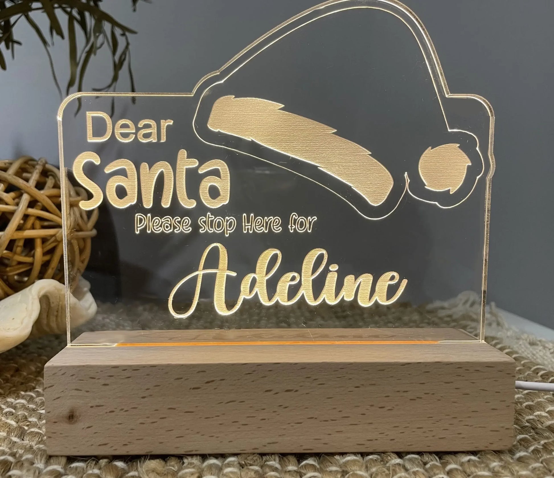 Personalised Dear Santa Night Light Personalised Gift personalised gift custom laser engraving