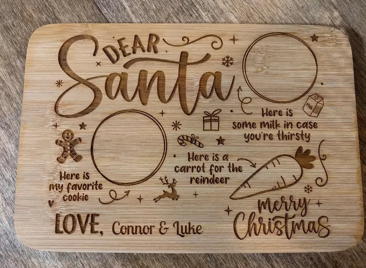 Engraved “Dear Santa” Bamboo Treat Board Personalised Gift personalised gift custom laser engraving