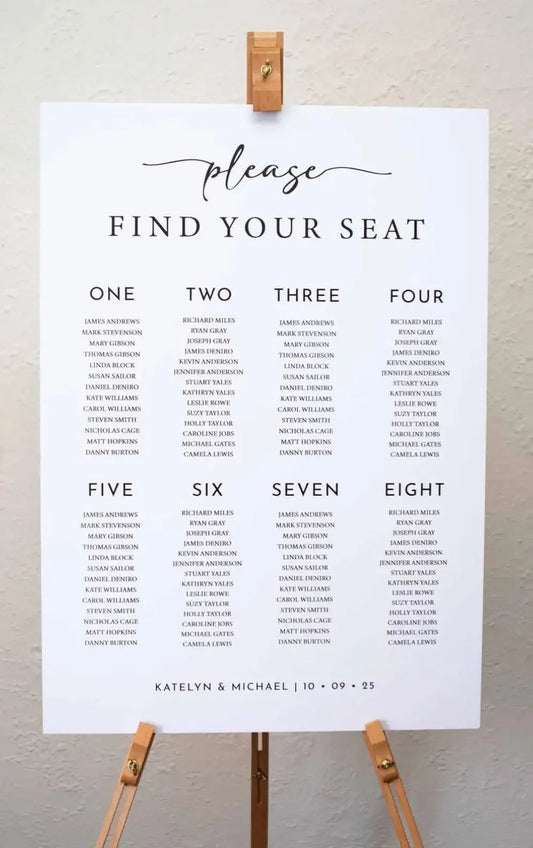 Custom Wedding Seating Chart Sign Elegant Modern Design personalised gift custom laser engraving