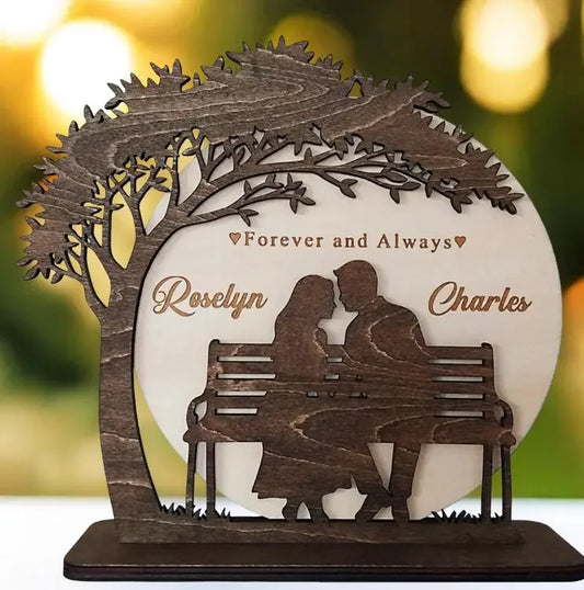 Forever & Always Wooden Couple Display Personalised Gift personalised gift custom laser engraving