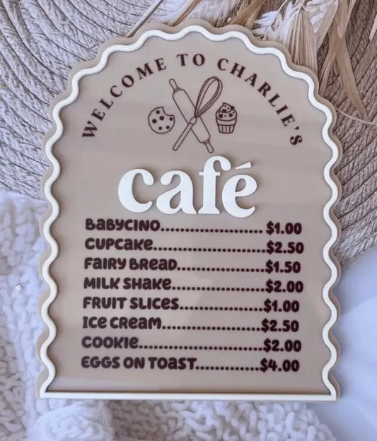 Personalised Kids’ Café Menu Sign Personalised Gift personalised gift custom laser engraving