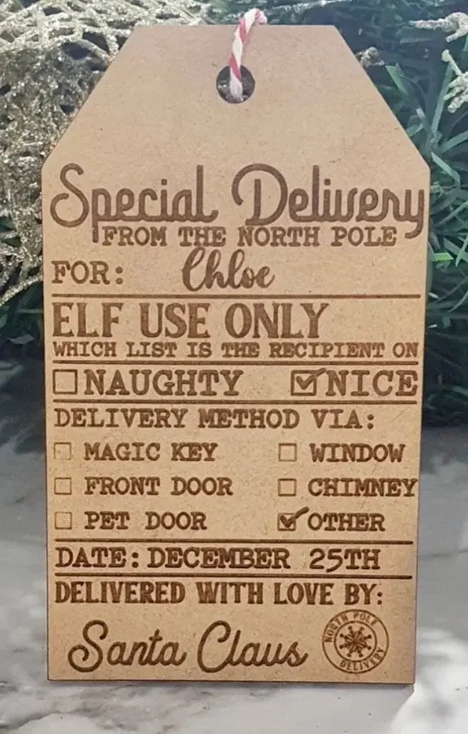 Personalised Santa Delivery Tag Personalised Gift personalised gift custom laser engraving