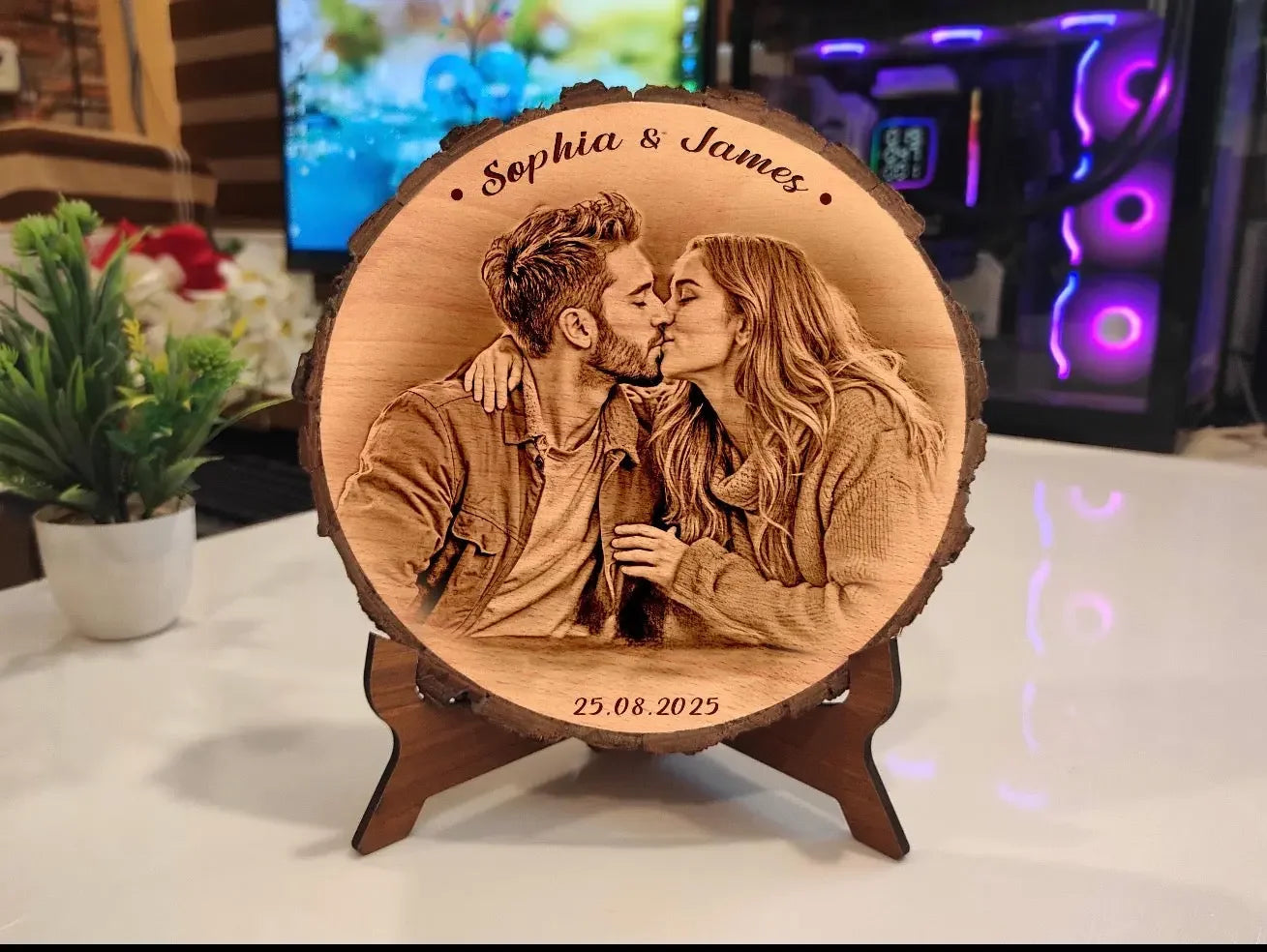 Personalised Wooden Photo Engraved Plaque with Stand Personalised Gift personalised gift custom laser engraving