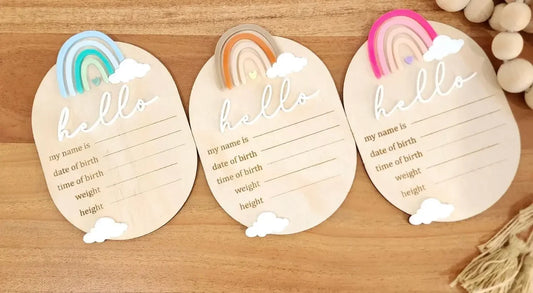 Rainbow Baby Birth Announcement Plaque Personalised Gift personalised gift custom laser engraving