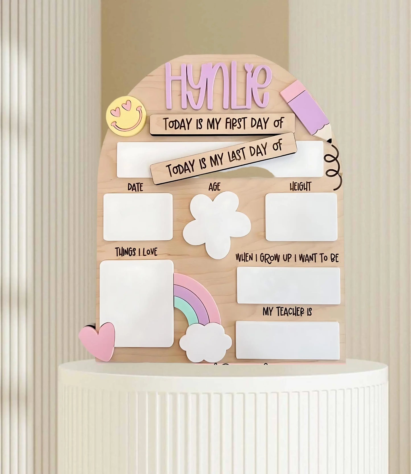 First & Last Day School Board Personalised Wooden Sign personalised gift custom laser engraving