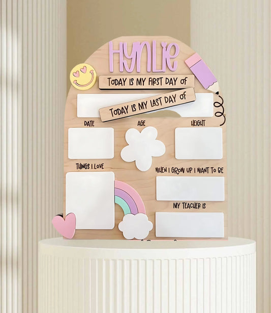 First & Last Day School Board Personalised Wooden Sign personalised gift custom laser engraving