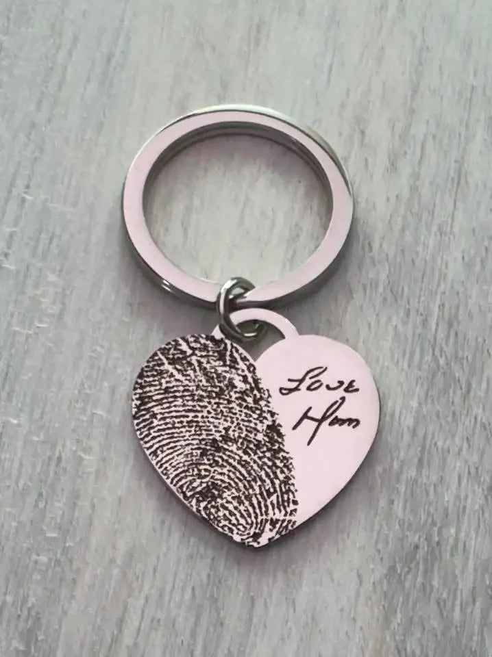 Personalised Heart Fingerprint Keyring Personalised Gift personalised gift custom laser engraving