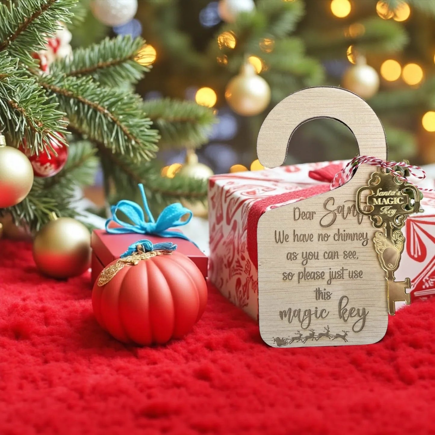 Santa Magic Key – Personalised Christmas Door Key for Homes Without Ch personalised gift custom laser engraving