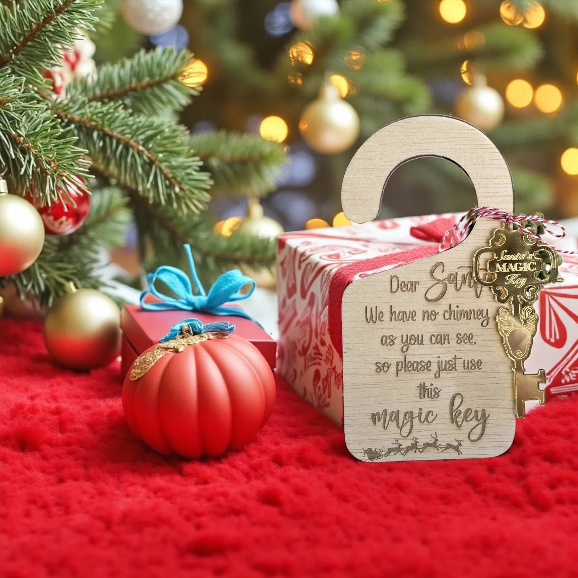 Santa Magic Key – Personalised Christmas Door Key for Homes Without Ch personalised gift custom laser engraving