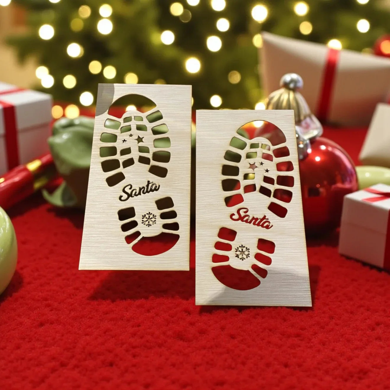 Santa Footprint Stencil – Create Magical Christmas Santa Boot Prints personalised gift custom laser engraving